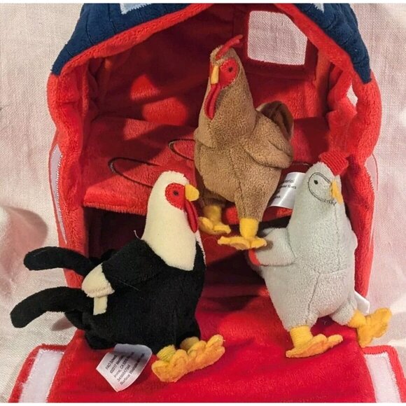 Chickens Coop Carrying Case Plush FAO Schwarz Barn Hen House Rooster Playset Toy - Picture 13 of 14